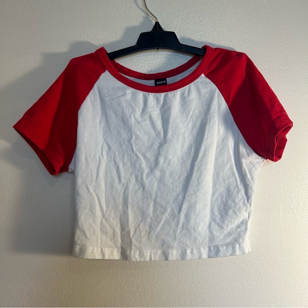 Shein White And Red Crop Top Women’s Small